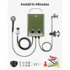 imageKEMIMOTO Tankless Water Heater Outdoors 132GPM 5L Portable Propane Water Heater With 12 GPM Water Pump Overheating Protection Easy to Install Use for RV Camping Hunting Cabin Barn Green132 GPM w Pump Kits  Green