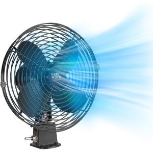 imageKEMIMOTO 12V Cooling Fan 8 Inch Fan Blade and 2 Speed Switch For UTV Car Truck RV Bus Van Compatible with Polaris RZR CanAm X3 Maverick Pionner Defender Ranger