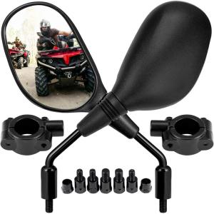 imageKEMIMOTO ATV Mirrors 8MM 10MM Motorcycle Mirrors for Handlebar ATV Accessories Compatible with Scooter Snowmobile Mope 360 Degrees Ball Type Adjustment