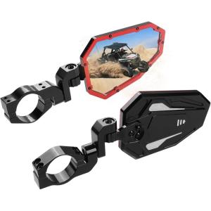 imageKEMIMOTO Billet Aluminum UTV Side View Mirrors Fits175quot2quot Roll Bar with Windshield Compatible with Polaris RZR Turbo XP1000 Can Am Talon Kawasaki Durable Break Away Replaceable Side MirrorsRed