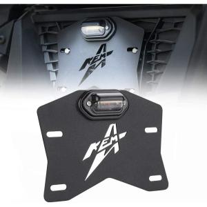imageKEMIMOTO UTV License Plate Holder with Light Universal Aluminum UTV License Plate Kit Compatible with CanAm Maverick X3 Polaris RZR Ranger Defender Cfmoto Zforce Uforce Golf Cart RV Truck Trailer