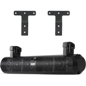 imageKEMIMOTO UTV Sound Bar 28 Inch ATV Soundbar 4X Subwoofers 2X Tweeters Bluetooth Golf Cart Sound Bar Compatible with Polaris RZR CanAm Defender X3 CFMOTO ZFORCE for 156quot 225quot Roll CageRoll Bar  Flat Mount