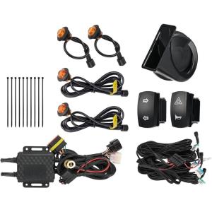 imageKEMIMOTO UTV Turn Signal Kit with Horn PreWired Plug and Play UTV ATV Blinker with Rocker Switch Hazard Light Universal Street Legal Kit Compatible with Polaris CanAm Kawasaki CFMOTO