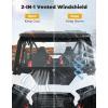 imageKEMIMOTO 2024 XP 1000 Glass Windshield with 2 Manual Wipers Scratch Resistant Compatible with Polaris RZR XP 1000RZR XP S 10004 20242026 Vent Front Full Windshield High Sheerness Heavy DutyRubber Seal Glass