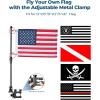 imageKEMIMOTO American Flag Pole Kit 360 Adjustable 12x18 Pontoon Flag US Flag Holder for 08135 RoundSquare Rails 25ft Pole for Boat ampamp Golf Cart Pontoon Accessories