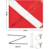 imageKEMIMOTO Dive Flag for Boat with Removable Stiffening Pole 20 x 24 Double Stitched Diver Down Flag US Legal Size for Scuba Snorkeling Kayak Freediving Spearfishing
