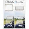 imageKEMIMOTO Foldable Golf Cart Windshield Compatible with Club Car DS Tempo Precedent Portable Lightweight PVC Golf Cart WindshieldBeige