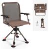 imageKEMIMOTO Hunting Blind Chair 360 Degree Silent Swivel 300 Lbs Height Adjustable Quick Folding Portable Comfortable Hunting Deer Fishing Ground ChairBrown