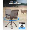 imageKEMIMOTO Hunting Blind Chair 360 Degree Silent Swivel 300 Lbs Height Adjustable Quick Folding Portable Comfortable Hunting Deer Fishing Ground ChairBrown