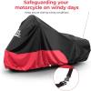 imageKEMIMOTO Motorcycle Cover Compatible with Touring Models Road King Street Glide Road Glide Cover Waterproof Impermeable Outdoor All Weather Protect from Dust Sunlight Rain BlackampampRedRed
