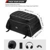 imageKEMIMOTO Motorcycle Travel Luggage Rack Bag Trunk Bag Soft Collapsible with Bar Straps Compatible with Road King Street Glide Road Glide Black