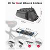 imageKEMIMOTO Rear Bike Rack Bag  8L PVC Water Resistant Ebike Bags for Bicycle Rear Rack Bicycle Trunk Pannier for Commuter Travel Shopping and Cycling BlackGrey