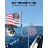 imageKEMIMOTO Stainless Steel Boat Flag Holder 360 Rotating Boat Flag Pole Kit Flag Pole Holder for 05175 RoundSquare Rails for 12x188x124x6 BoatGolf Cart Flag 25ft NO Flag
