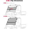 imageKEMIMOTO UTV Flip Windshield Compatible with Kawasaki Mule 3010 20032009 and Kawasaki Mule 3000 20052013 ScratchResistant Full Front Folding Clear Windshield