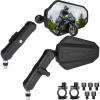 imageKEMIMOTO Adventure Motorcycle Mirrors M8 M10 Bolt Handlebar Mount Adjustment Universal Rearview Mirrors Convex Foldable 360 Degrees Compatible with ATV Scooter Dirt Bike