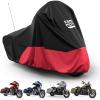 imageKEMIMOTO Motorcycle Cover Compatible with Touring Models Road King Street Glide Road Glide Cover Waterproof Impermeable Outdoor All Weather Protect from Dust Sunlight Rain BlackampampRedRed