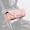 imageKEMIMOTO Motorcycle Fork Tool Bag Universal PU Leather Roll Bag for Front Fork Handlebar Sissy Bar Storage Pouch Dyna Softail Sportster ScooterPink