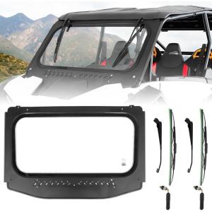 imageKEMIMOTO 2024 XP 1000 Glass Windshield with 2 Manual Wipers Scratch Resistant Compatible with Polaris RZR XP 1000RZR XP S 10004 20242026 Vent Front Full Windshield High Sheerness Heavy DutyAdhesive Process Glass
