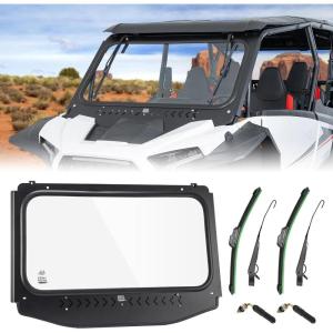 imageKEMIMOTO 2024 XP 1000 Glass Windshield with 2 Manual Wipers Scratch Resistant Compatible with Polaris RZR XP 1000RZR XP S 10004 20242026 Vent Front Full Windshield High Sheerness Heavy DutyRubber Seal Glass