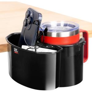 imageKEMIMOTO 2in1 Desk Cup Holder Caddy Organizer for Office Table Lawn Chair Golf Cart Pontoon Boat Suitable for Most 1840 oz Bottles Black