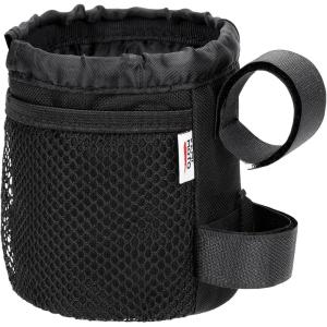 imageKEMIMOTO Bike Cup Holder Bike Water Bottle Holder Bicycle Handlebar Drink Holder with Mesh Pockets Phone Bag Universal Compatible with Road Bike MTB EBike Cruiser Scooter Wheelchairblack