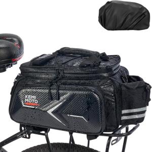 imageKEMIMOTO Bike Rear Rack Bag Bicycle Trunk Bag Expandable 1020L Capacity Water Resistant Multifunctional Bicycle Pannier with Rain Cover Bike Saddle Bag for Rear Rack Shopping Commuter Cycling TripUpgrade Eva Hard Shell