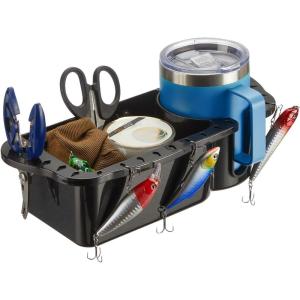 imageKEMIMOTO Boat Seat Cup Holder for Marine B100 B200 ABS Plastic Boat Caddy Organizer with Drainage ampamp Reserved Installation Holes Boat Cabin Storage Fishing Accessories CaddyBlack