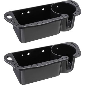 imageKEMIMOTO Boat Seat Cup Holder for Marine B100 B200 ABS Plastic Boat Caddy Organizer with Drainage ampamp Reserved Installation Holes Boat Cabin Storage Fishing Accessories CaddyBlack2