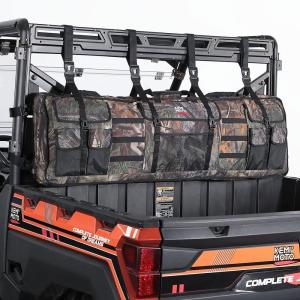 imageKEMIMOTO Double UTV Tool Bag Rack Hunting Tool Holder Rack Soft Carrier Case Rear Roll Cage Bow Storage Bag Compatible with Polaris Ranger Mule Uforce Most General UTVs Camocamouflage