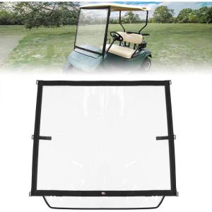 imageKEMIMOTO Foldable Golf Cart Windshield Compatible with EZGO TXT 19942013 Portable Lightweight PVC WindshieldBlack