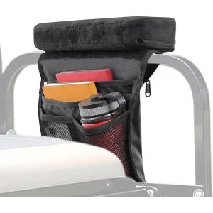 imageKEMIMOTO Golf Cart Armrest with Cup Holder Phone Bag for Rear Seat Organizer Fits 075quot125quot Square Tube Frame Compatible with EZGO Club Car No Drilling Enhanced Storage ampamp Comfort