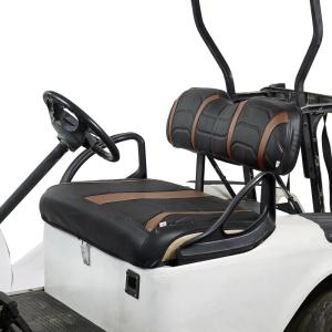 imageKEMIMOTO Golf Cart Front Seat Covers Compatible with EZGO TXT 19942013 OEM Ordinary Seat No Stapler Required Waterproof HeavyDuty PU Leather Easy Installation ampamp Enhanced ComfortBlackBrown