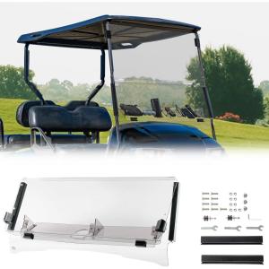 imageKEMIMOTO Golf Cart Windshield with Storage Basket Compatible with EZGO TXT 19952013 Foldable Replacement Windshield AntiUV and Impact Resistant Acrylic Clear Patented DesignClear