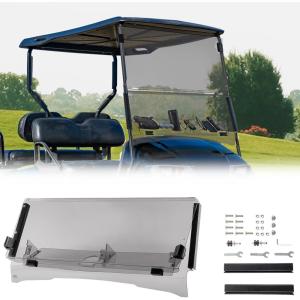 imageKEMIMOTO Golf Cart Windshield with Storage Basket Compatible with EZGO TXT 19952013 Foldable Replacement Windshield AntiUV and Impact Resistant Acrylic Clear Patented DesignTinted