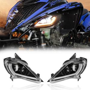 imageKEMIMOTO LED Headlights With Low Beam Daytime Light Turn Signal Compatible With Raptor 350 450 700 YFZ 450 450R 450X Wolverine 350  Replacement for TG843100300 5TG841100300 2PCS