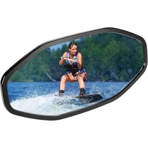 imageKEMIMOTO Marine Boat Mirror Upgraded Size 14in x 7 in Universal Boat Rear View Mirror for Pontoon Ski Boats Water Skiing Sport Wakeboarding Surfing