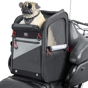 imageKEMIMOTO Motorcycle Dog Cat Carrier Bags Upgraded for Less Than 20 lbs Pets Carriers Portable Capacity Folding Backpack for Street Glide Road King with Passenger Seat Touring Trike Models Can AMS