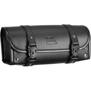 imageKEMIMOTO Motorcycle Fork Tool Bag Universal PU Leather Roll Bag for Front Fork Handlebar Sissy Bar Storage Pouch Dyna Softail Sportster ScooterBlack