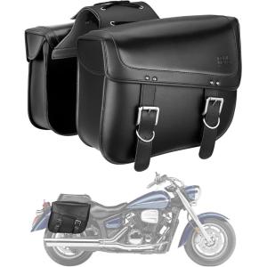 imageKEMIMOTO Motorcycle Saddlebags 30L Large Capacity Saddle Bags Motorcycles PU Leather Motorcycle Luggage Bag for Sportster Softail Dyna Vstar Shadow Universal Motorcycle Accessories BlackBlack with Inner Pocket