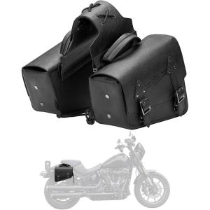 imageKEMIMOTO Motorcycle Saddlebags Leather Side Bags 12L Compatible with Sportster 883 1200 Softail Low Rider S Cruiser Dyna Vstar Shadow Vulcan Rebel