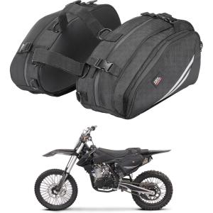 imageKEMIMOTO Motorcycle Saddlebags with Rain Covers Compatible with Dirt Bike Dual Sport Motorcross Motorbike Racing Mountain OffRoad 20L