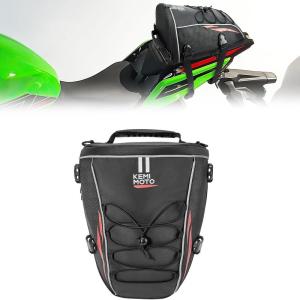 imageKEMIMOTO Motorcycle Tail Bag Waterproof Motorcycle Seat Bag Tool Carry Bag Storage Saddle Bag Sports Motorbike Rear Rack Bag with shoulder strap and Waterproof Cover 10LRed