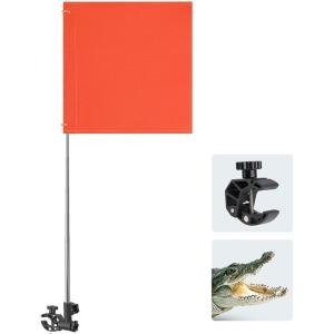 imageKEMIMOTO Orange Boat Flag with Alligator Mount 360 Adjustable Water Ski Flag Boat 131 x 127 Skier Down Flag with 48 Telescopic Boat Flag Pole for Swimmers Surfers Bikers Scooter Riders