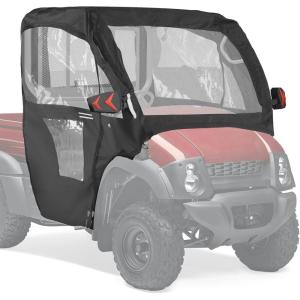 imageKEMIMOTO PVC UTV Cab Enclosure Compatible with Kawasaki Mule 600 610 4x4 XC SE CAMO 20052016 Roll UpDown Windshield Soft Cab Canopy Cover Fit Side Mirrors Heavy Duty Cabin Enclosure Kit