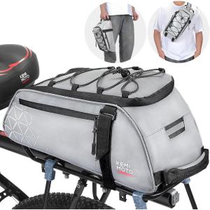 imageKEMIMOTO Rear Bike Rack Bag  8L PVC Water Resistant Ebike Bags for Bicycle Rear Rack Bicycle Trunk Pannier for Commuter Travel Shopping and Cycling BlackSilver Full Reflective