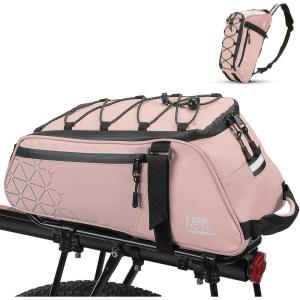 imageKEMIMOTO Rear Bike Rack Bag  8L PVC Water Resistant Ebike Bags for Bicycle Rear Rack Bicycle Trunk Pannier for Commuter Travel Shopping and Cycling BlackPink