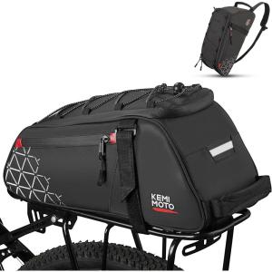 imageKEMIMOTO Rear Bike Rack Bag  8L PVC Water Resistant Ebike Bags for Bicycle Rear Rack Bicycle Trunk Pannier for Commuter Travel Shopping and Cycling BlackBlack