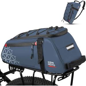 imageKEMIMOTO Rear Bike Rack Bag  8L PVC Water Resistant Ebike Bags for Bicycle Rear Rack Bicycle Trunk Pannier for Commuter Travel Shopping and Cycling BlackBlue