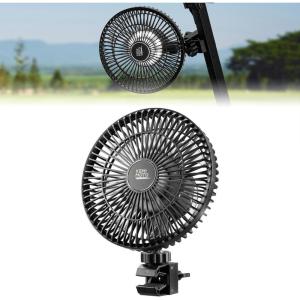 imageKEMIMOTO Rechargeable Golf Cart Fan with LED Light Battery Operated Portable Fan with 6 Powerful Speeds 9quot Clip On Fan Compatible with EZGO Club Car Yamaha 360 Rotatable Head USB ampamp Type C Port