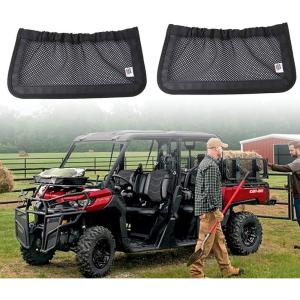 imageKEMIMOTO UTV Rear Backrest Storage Nets Compatible with Can Am Defender Max Replacement New OEM 715003019 Black Sold in Pairs